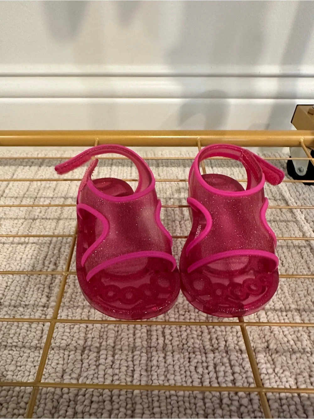 Mini Melissa Pink Glitter Jelly Sandals